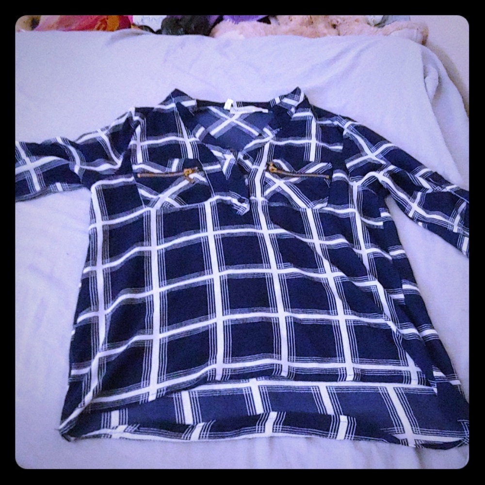 Blue ,White Stripped Flannel Shirt